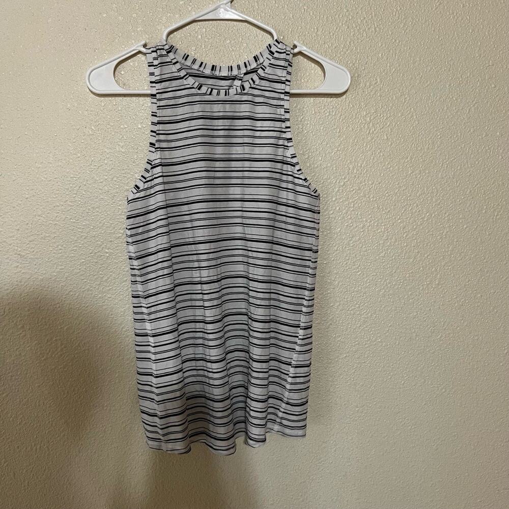 Lululemon All Tied Up Tank Top Striped White Black Pima Cotton 4
